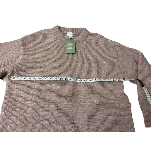 H&M Pink Sweater Dress Tunic Gold Thread Sparkle Long Sleeve Large NWT - Picture 4 of 6